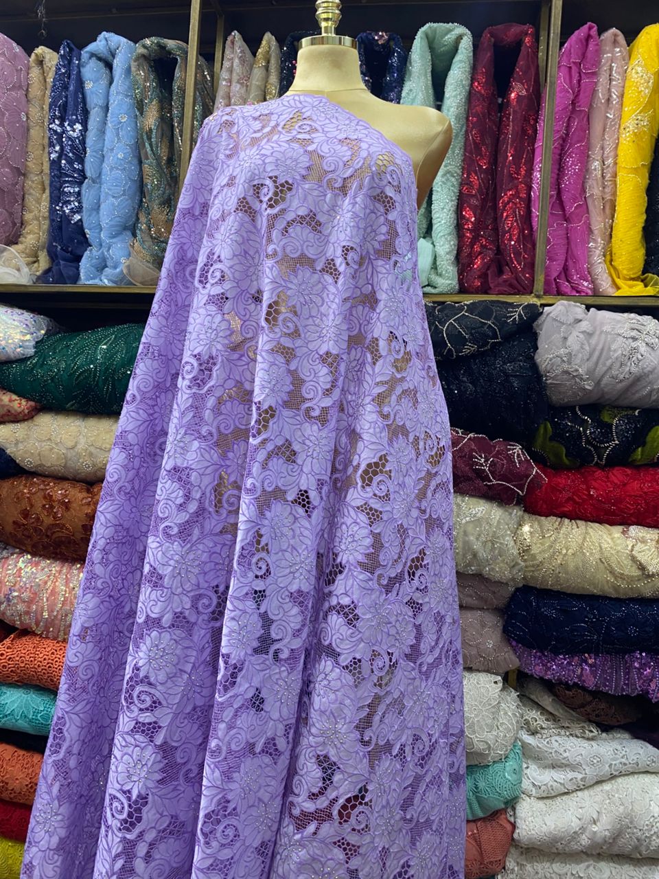 Small print swiss lace
