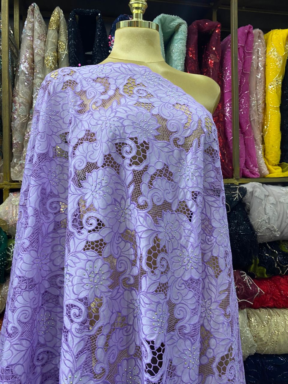 Small print swiss lace