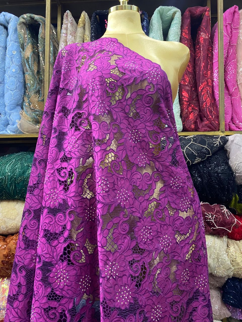 Small print swiss lace