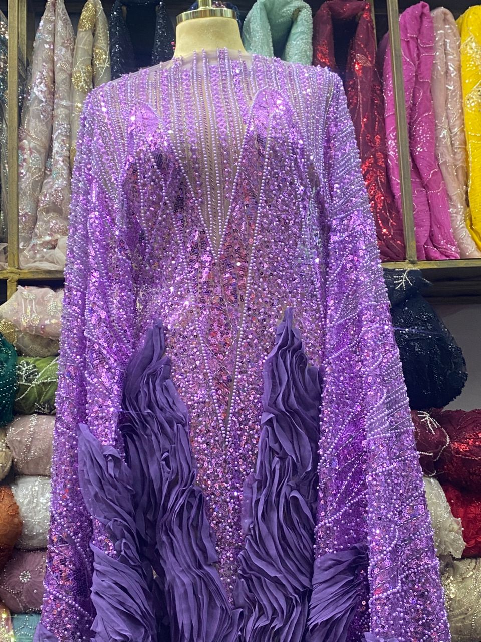 Beaded lace - lilac